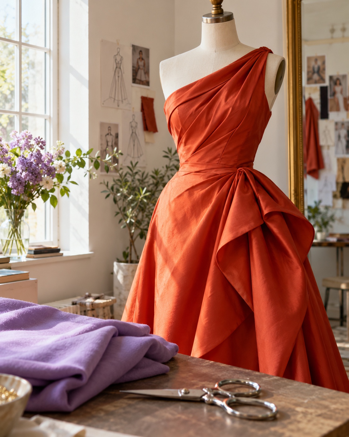 Une robe créée dans un atelier de couture