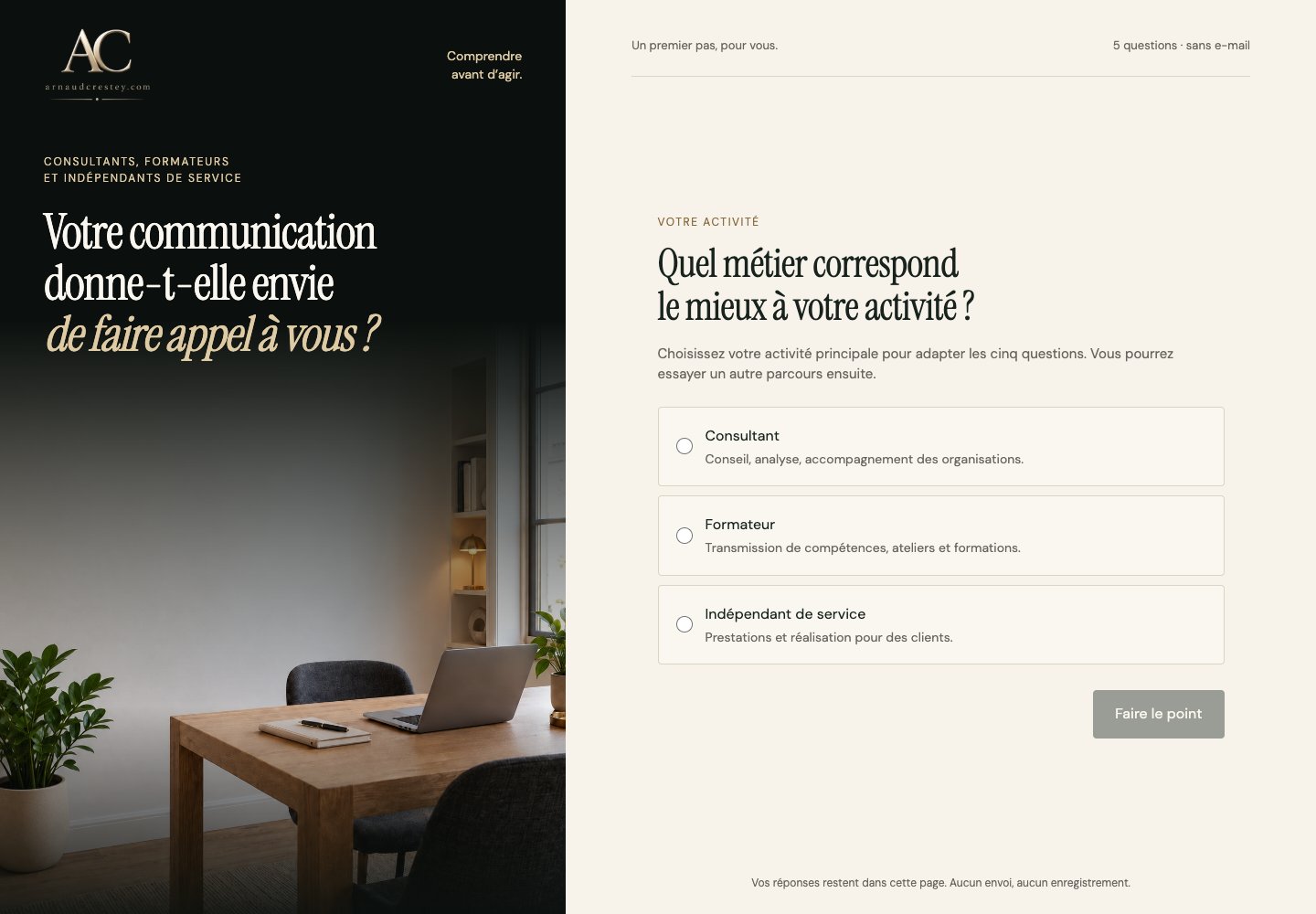 Aperçu du point d’entrée Consultants, formateurs & indépendants