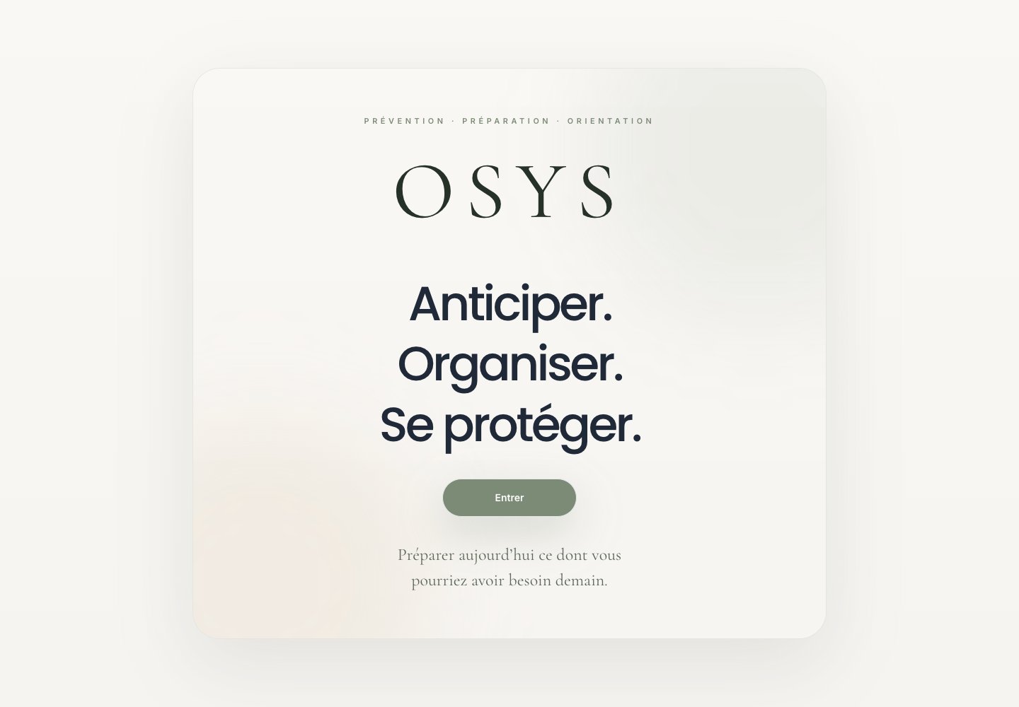 Aperçu de la page d’accueil de OSYS