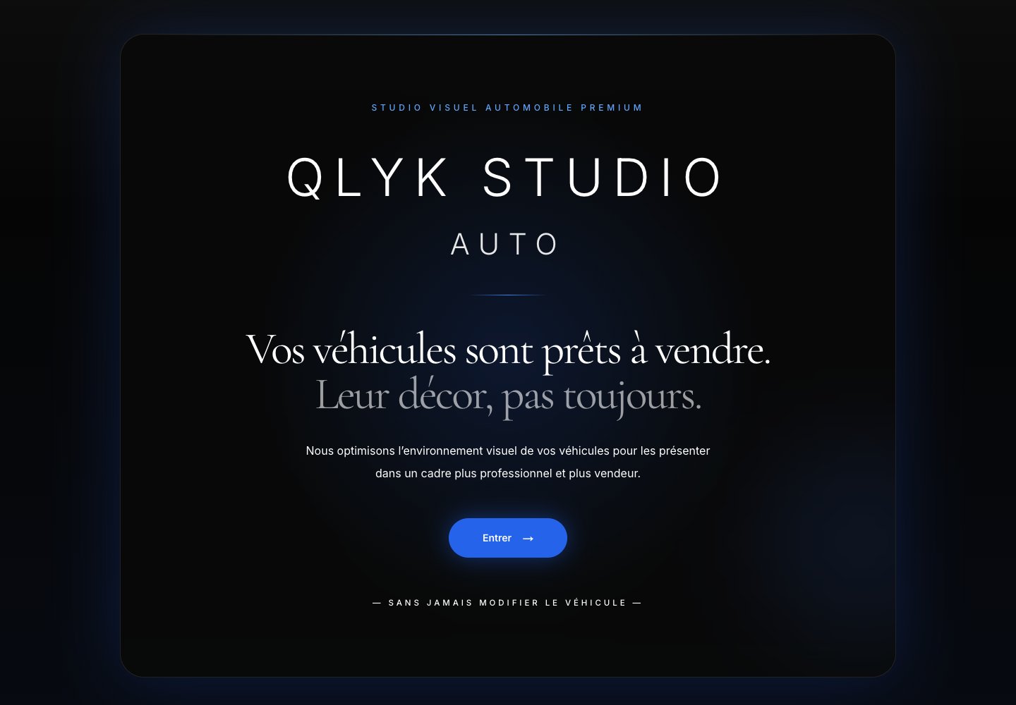 Aperçu de la page d’accueil de Qlyk Studio Auto